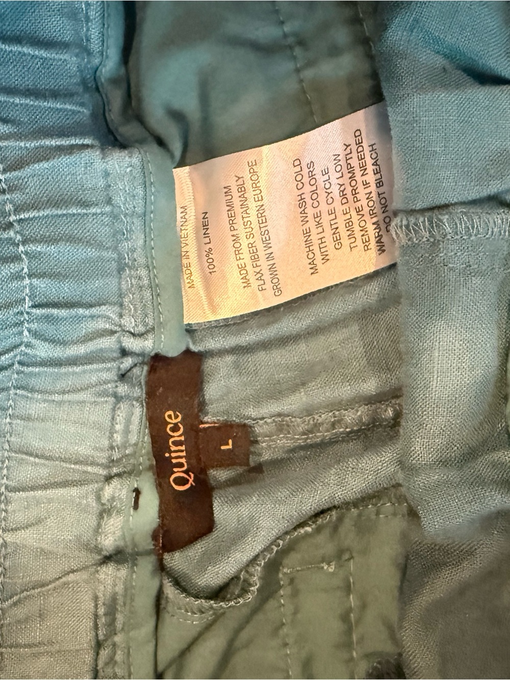 Quince Linen Teal Drawstring Wide-Leg Pants - inseam 30 - Picture 6 of 6